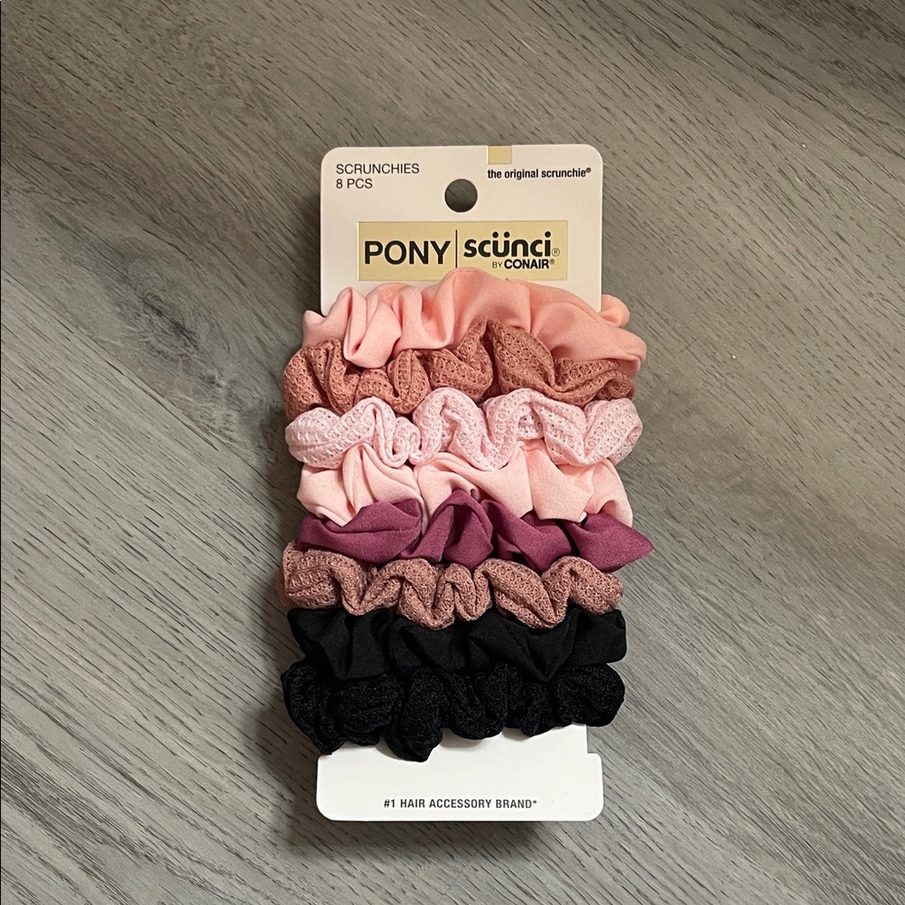 Scunci Pony Scrunchies - Pink, Mauve, Black